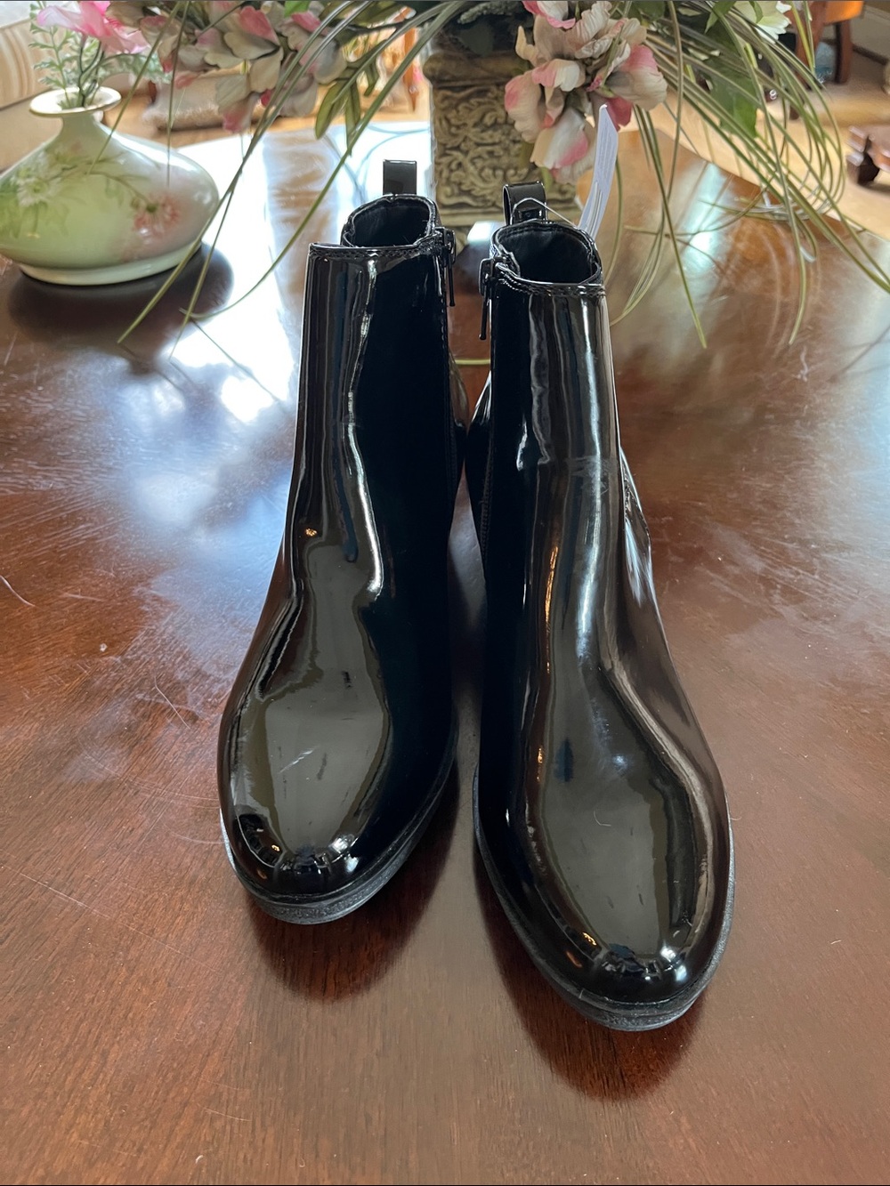 Women’s Black Patent Chelsea Boots - Sleek Zip Ankle Boot